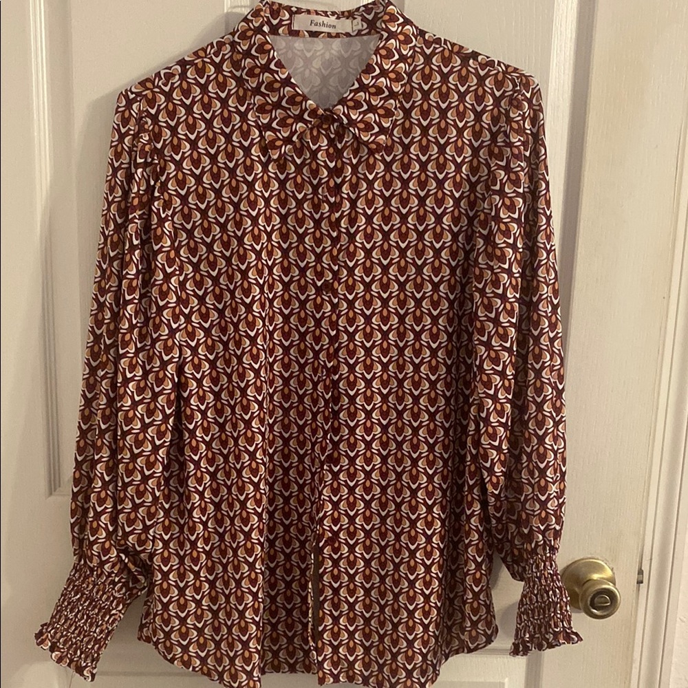 Women's Red Patterned Blouse